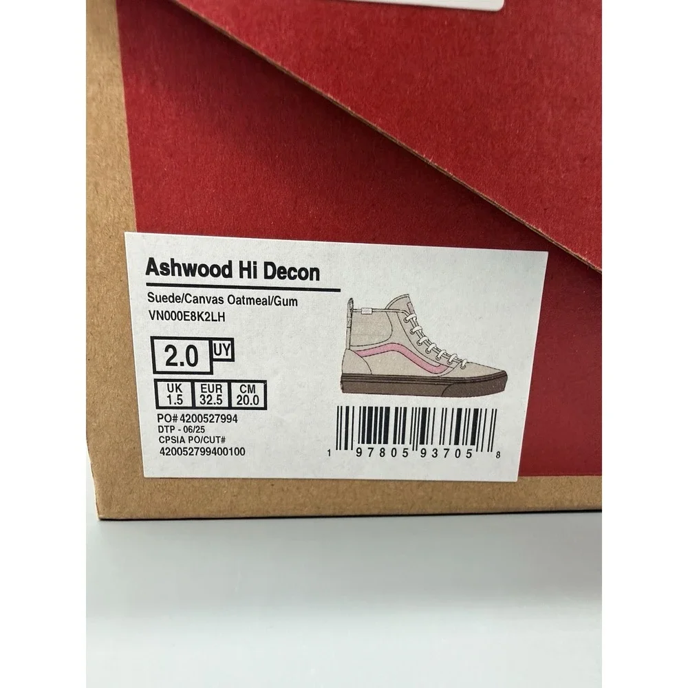 Vans Ashwood Hi Decon Suede/Canvas Oatmeal/Gum Youth 2 Skate School‎ Sneakers